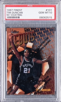 1997-98 Topps Finest (With Coating) #101 Tim Duncan Rookie Card - PSA GEM MT 10